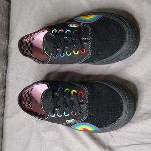 Vans Black Sneakers with Colorful Heart Design